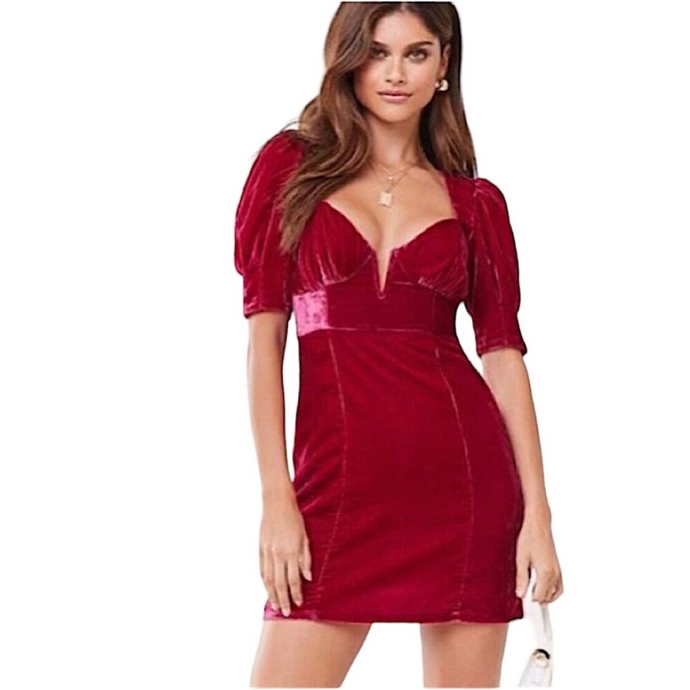 NWT Deep V Velvet Mini Dress Size Large